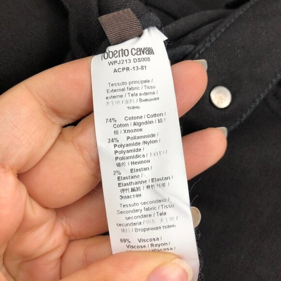 Roberto Cavalli Black Distressed Fringe Skinny Jeans w/ Frayed Trim detail - Picture 6 of 16